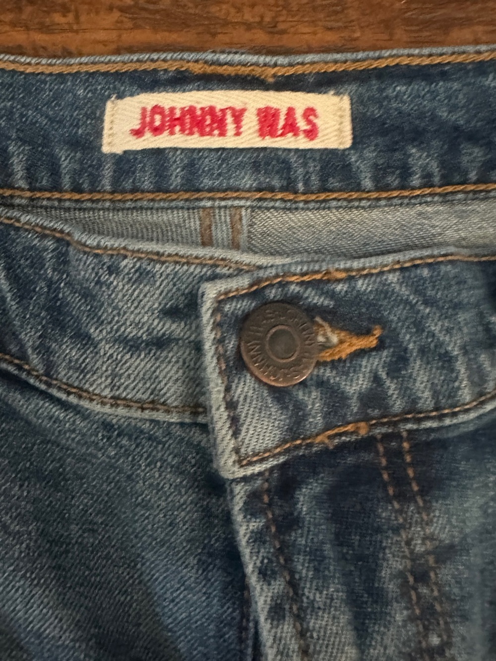 Johnny Was Blue Straight-Leg Jeans with Embroidered Hearts & Peace Motif - Picture 4 of 8